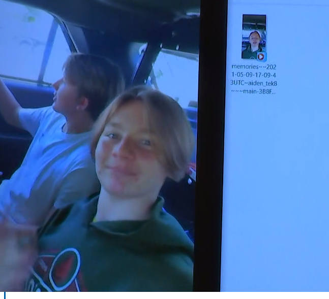 This is an image of Aiden Fucci that he posted in video on Snapchat from the back of a patrol car with his best friend during the search for Tristyn Bailey. It was presented during his sentencing hearing Tuesday for her death.