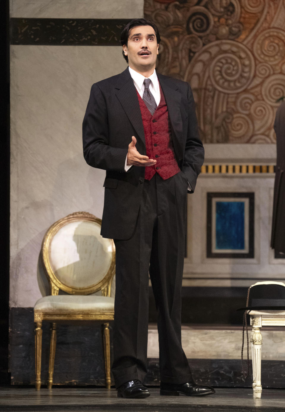 In this image provided by the Met Opera, Jonathan Tetelman portrays Ruggero in Puccini's "La Rondine." Tetelman has transformed from nightclub DJ to international opera star. (Karen Almond/Met Opera via AP)