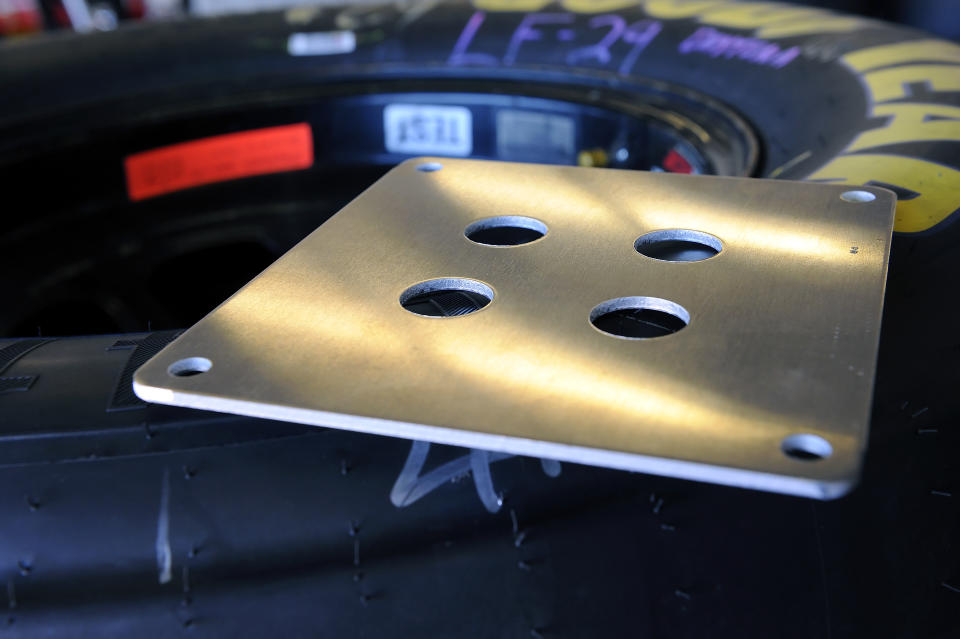 Restrictor plates limit the air intake to an engine. A tapered spacer does the same thing and NASCAR will use tapered spacers at Daytona and Talladega after the 2019 Daytona 500. (Getty)
