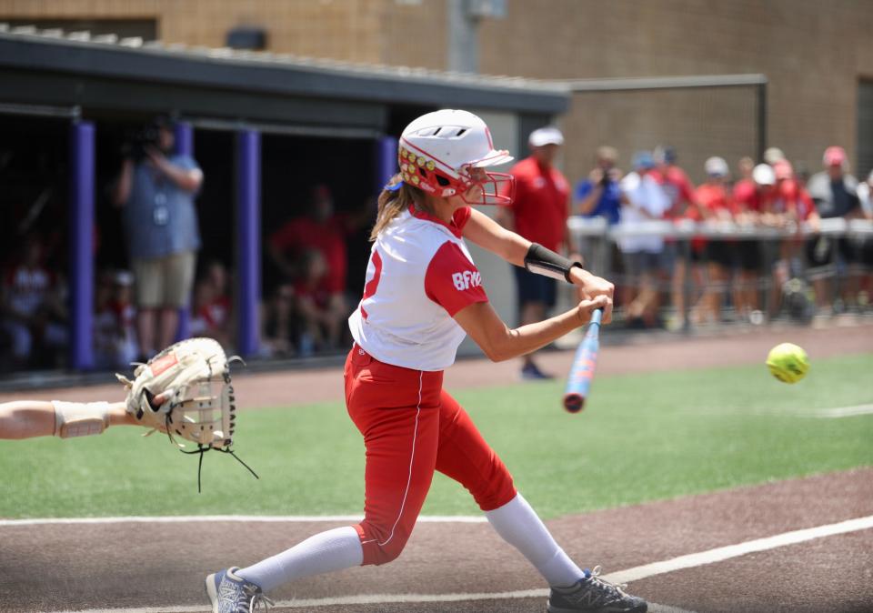 Coahoma's Madison Rodgers prepares to hit a ball against Holliday on Saturday.