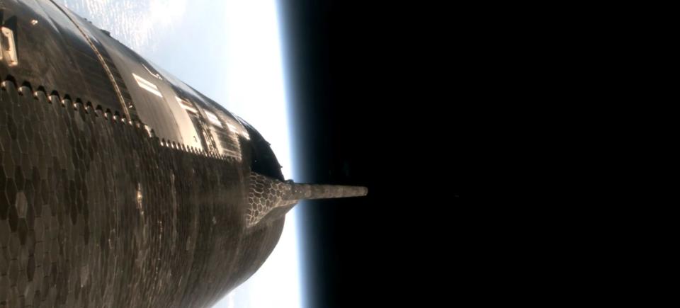 SpaceX's starship megarocket in space