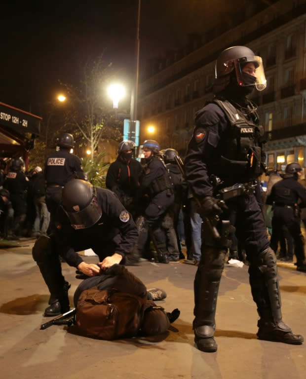 French police detained 24 people overnight after scenes of violence during a protest against labour reforms