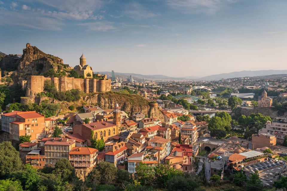 Tbilisi capital city of Georgia in a morning sunrise