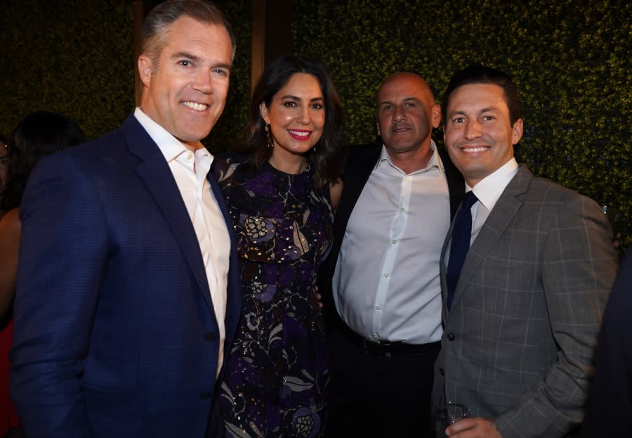 From left, Peter Alexander, Cecilia Vega, Ricardo Jimenez and Dax Tejera attend CAA Kickoff Party for the White House Correspondents Dinner weekend, in partnership with A Starting Point and CLEAR at Dovetail at the Viceroy Washington DC on April 29, 2022, in Washington. (Photo by Leigh Vogel/Getty Images)