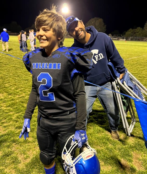 Miles, now 15 years old, plays on his high school football team. (Image courtesy Make-A-Wish Greater Bay Area)