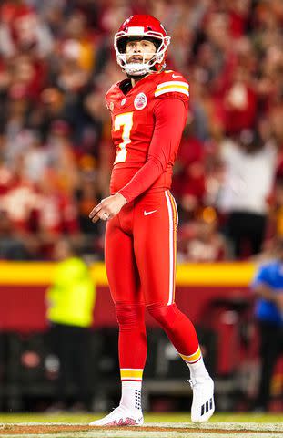 <p>Cooper Neill/Getty</p> Harrison Butker