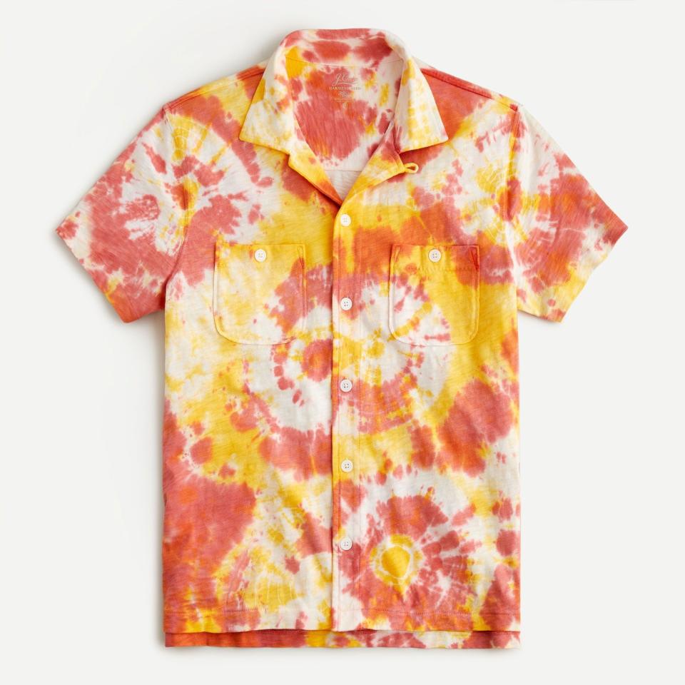 Short-Sleeve Camp-Collar Harbor Shirt in Tie-Dye