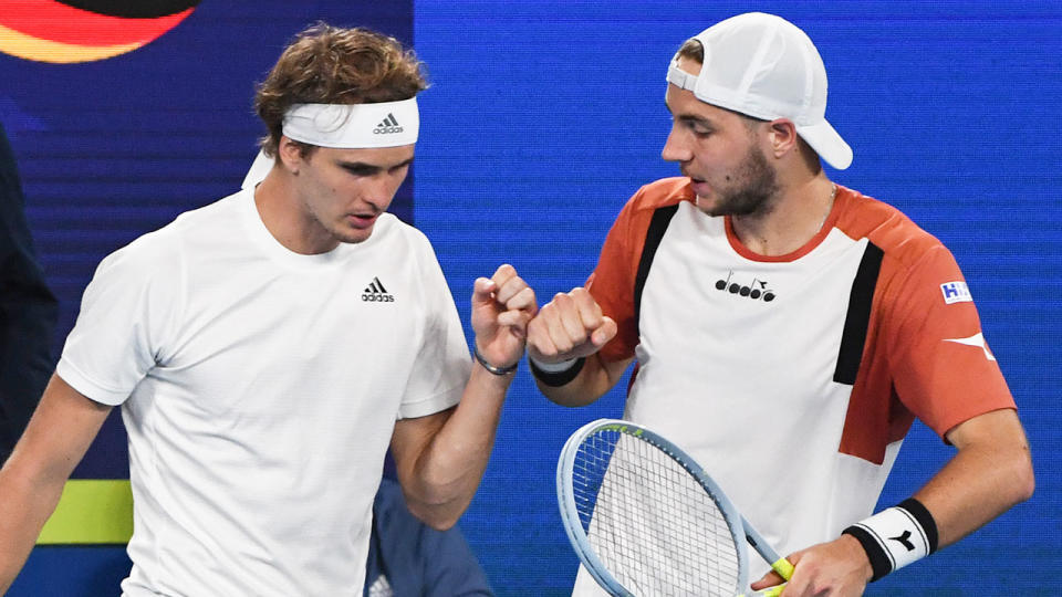 Pictured here, German doubles partners Zverev and Struff in the ATP Cup.
