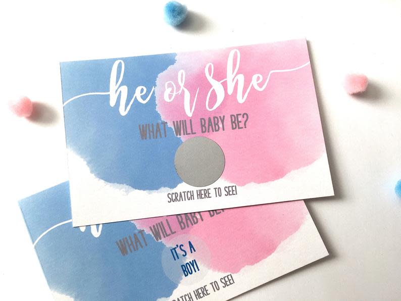 Gender Reveal Scratch-Off Cards