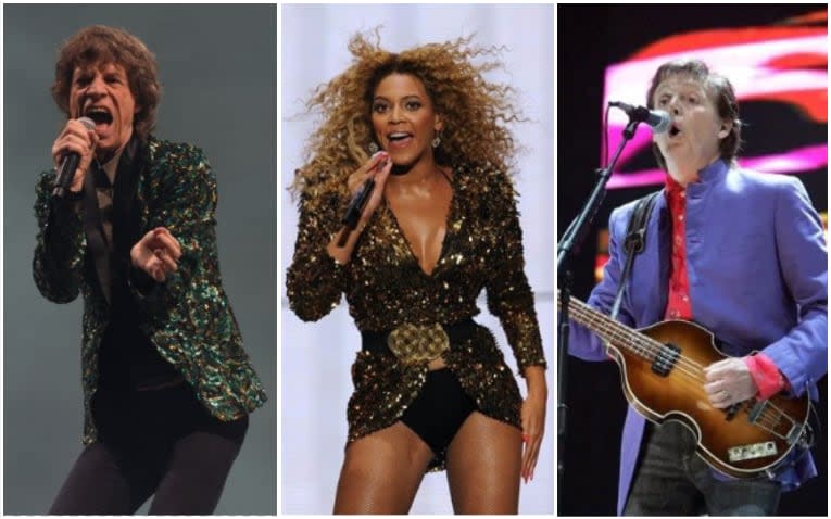 Mick Jagger, Beyoncé and Paul McCartney performing at Glastonbury - Julian Simmonds/Brian Rasic/Tim Rooke/REX