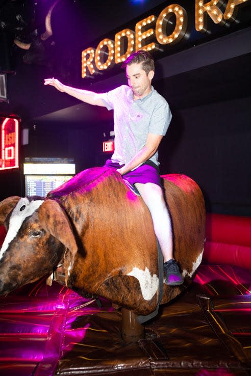 The mechanical bull at Rodeo Ranch on Mill Avenue, Tempe.
