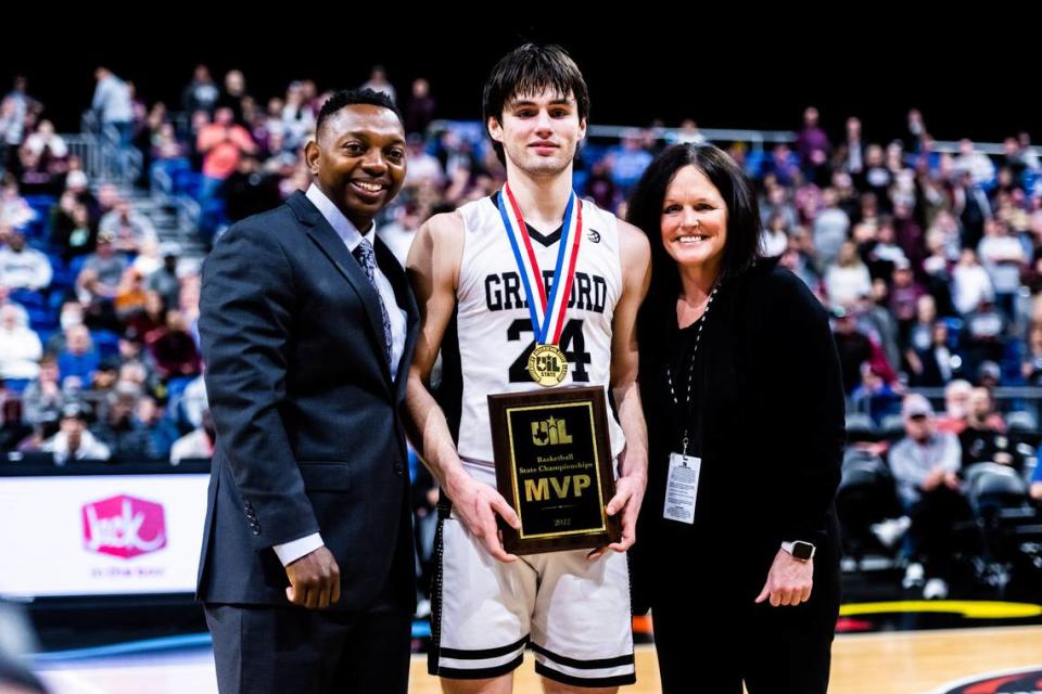 Graford’s Marc Matthews was voted state championship MVP of the 1A final over Texline in San Antonio on Saturday March 12, 2022 (Matt Smith/Special to the Star-Telegram)