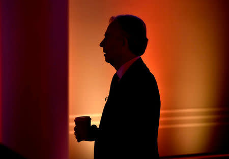 Former British prime minister, Tony Blair, waits to appear on the BBC's The Andrew Marr Show, in central London, Britain September 10, 2017. Jeff Overs/BBC Handout via REUTERS