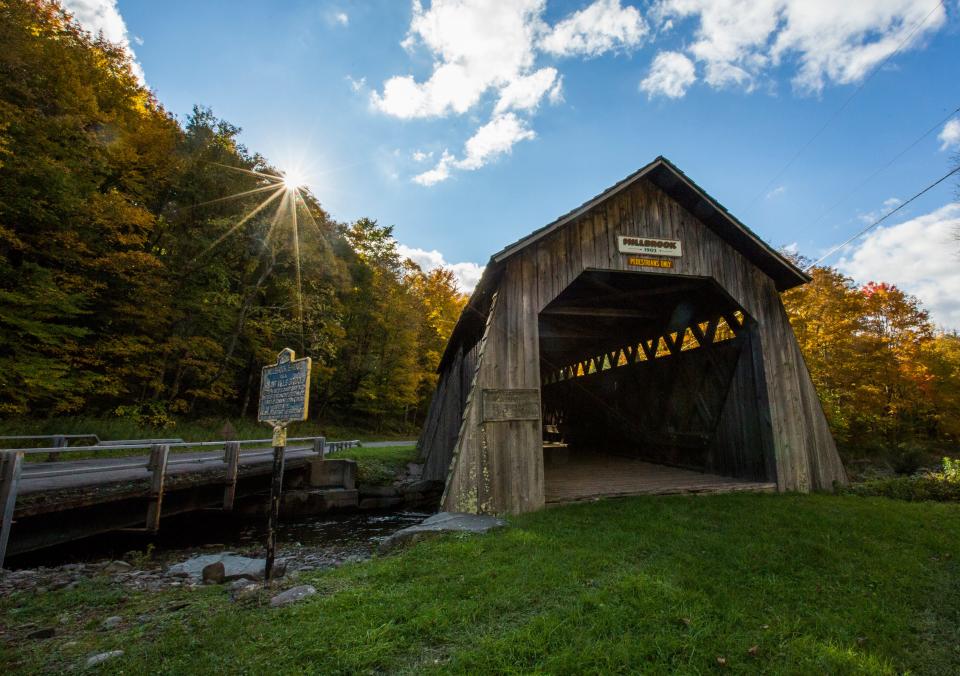 Mill Brook Covered Bridge, also known as Grants Mills Covered Bridge, in Margaretville, NY, on Thursday, Oct. 7, 2021.