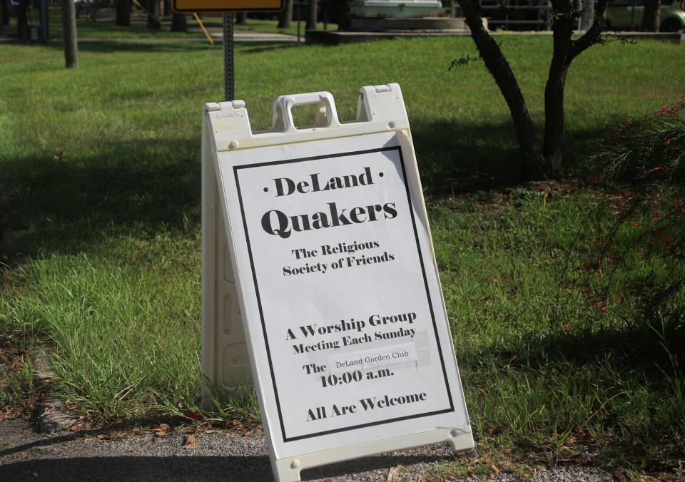 A Volusia County Quaker group meets in DeLand every Sunday morning from 10 a.m. to noon. The group's service does not include any ministers or leaders, Bible reading, music or sermons. Members focus on listening for and sharing messages from "the divine."