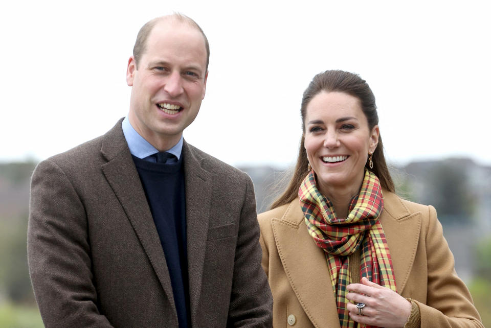 Britain's Prince William, Duke of Cambridge (L) and Britain's Catherine, Duchess of Cambridge, arrive to open The Balfour, a new hospital in Kirkwall, Orkney on May 25, 2021, during the Duke's week-long visit to Scotland. - Recently opened in 2019, The Balfour replaced the old hospital, which had served the community for ninety years. (Photo by Chris Jackson / POOL / AFP) (Photo by CHRIS JACKSON/POOL/AFP via Getty Images)