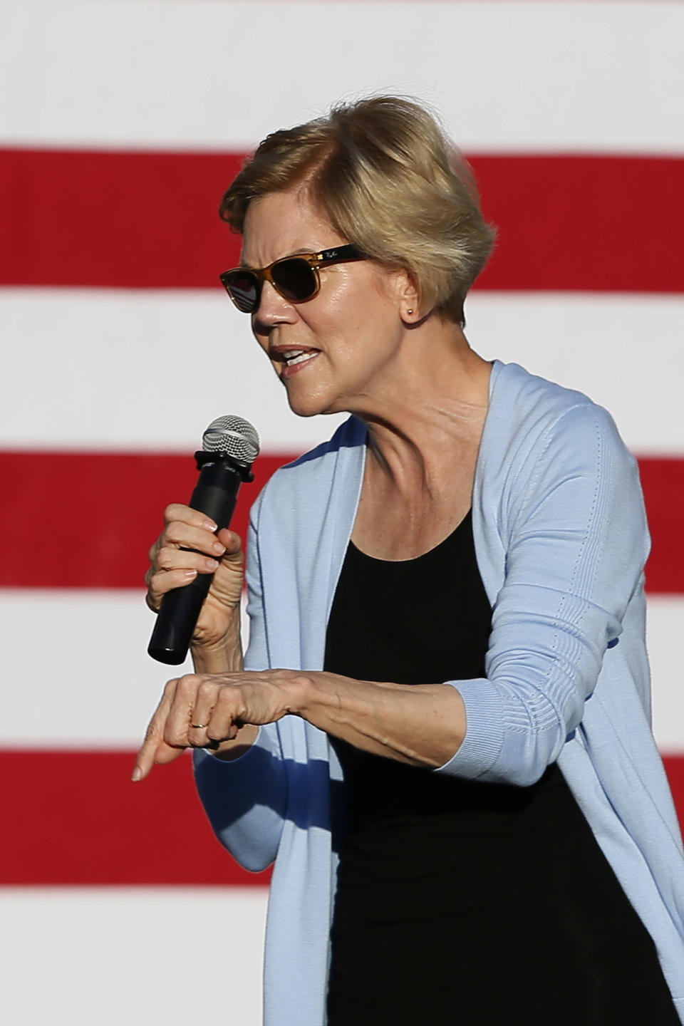 Democratic presidential candidate Elizabeth Warren, D-Mass., speaks during a rally Monday, Aug. 19, 2019 at Macalaster College during a campaign appearance in St. Paul, Minn. (AP Photo/Jim Mone)