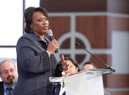 FILE PHOTO: King speaks during the Martin Luther King Jr. Commemorative Service at Ebenezer Baptist Church in Atlanta