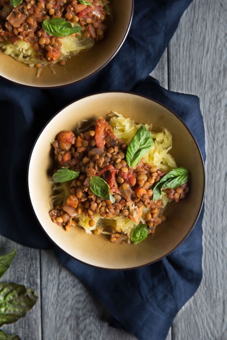 Vegetarian Slow-Cooker Lentil Sloppy Joes Over Spaghetti Squash