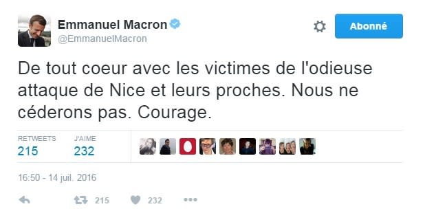 Le ministre de l’Economie Emmanuel Macron a fait part de son émotion.
