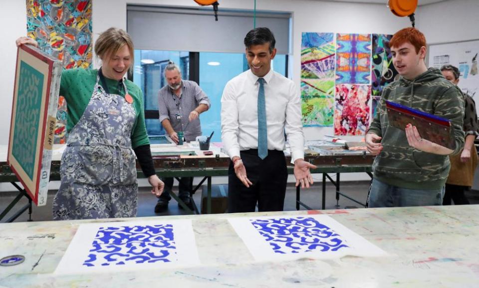 Rishi Sunak during his visit to the Northern School of Art in Hartlepool, north-east England on 19 January 2023.