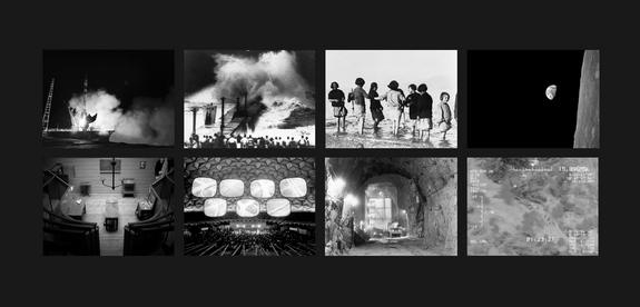 "The Last Pictures" montage. Top row (l to r): Soyuz Fg Rocket Launch, Baikonur Cosmodrome, Kazakhstan; Typhoon, Japan, Early Twentieth Century; Greek and Armenian Orphan Refugees Experience the Sea for the First Time, Marathon, Greece; Earthri