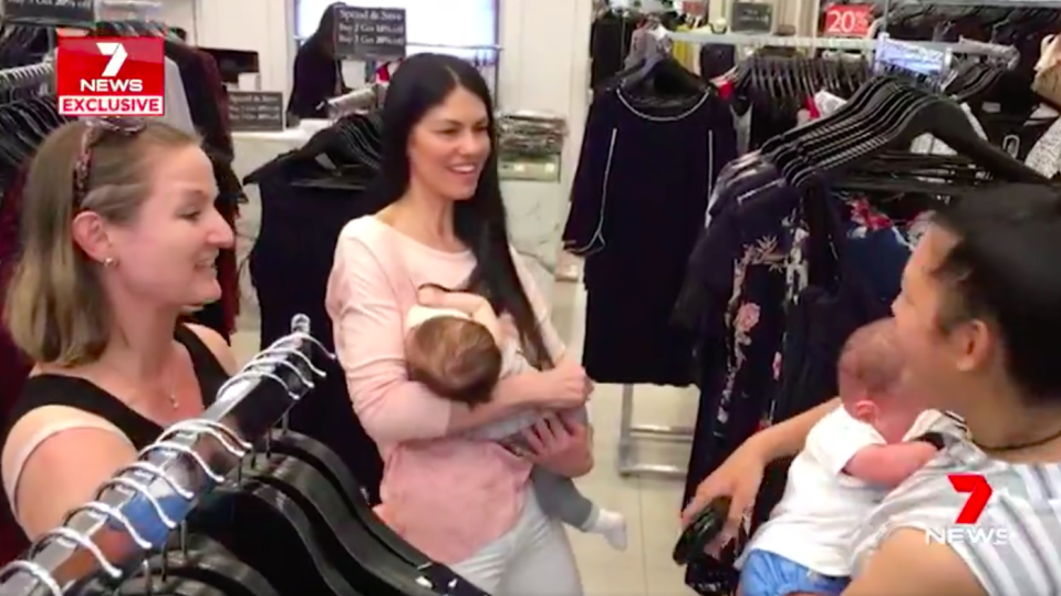 Gizam and other breastfeeding mothers staged a protest at the clothing store. Source: 7News