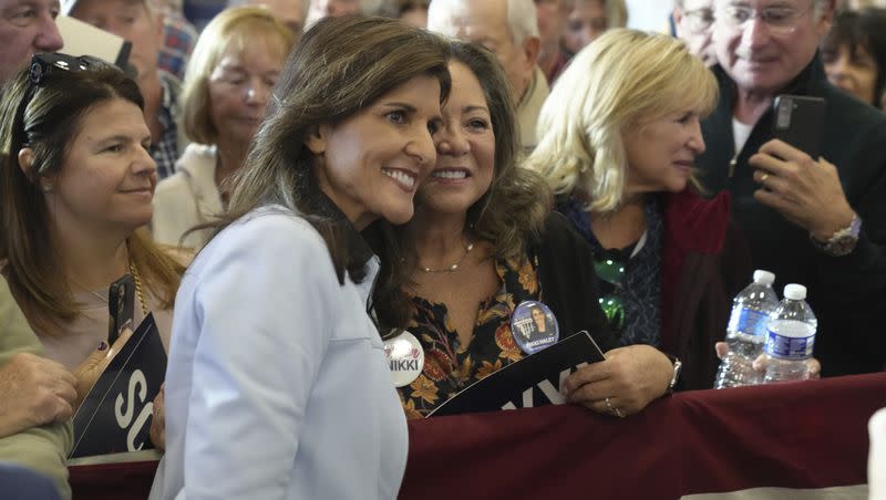 GOP presidential hopeful Nikki Haley takes selfies with supporters after a campaign event on Monday, Nov. 27, 2023, in Bluffton, S.C. Haley is who many Republican voters want as vice president if former President Donald Trump becomes the nominee.