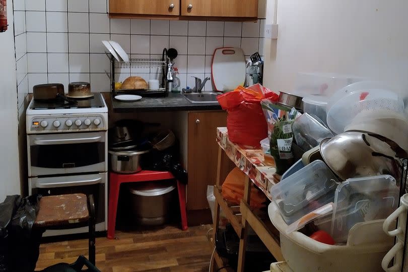 A shared kitchen in one of the houses which Mr Giuseppe Sutera was found to be commiting housing offences.