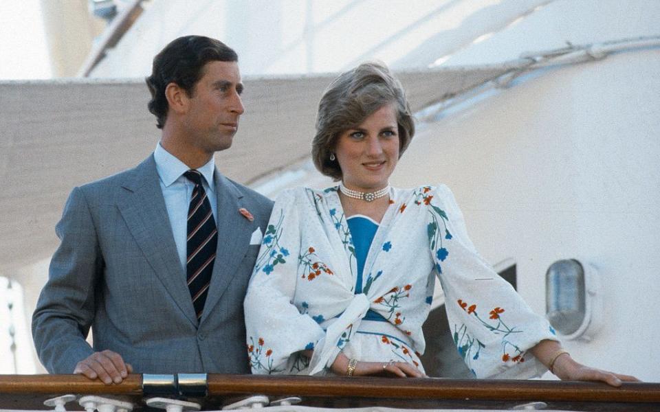 Charles and Diana on board the Royal Yacht Britannia - Getty