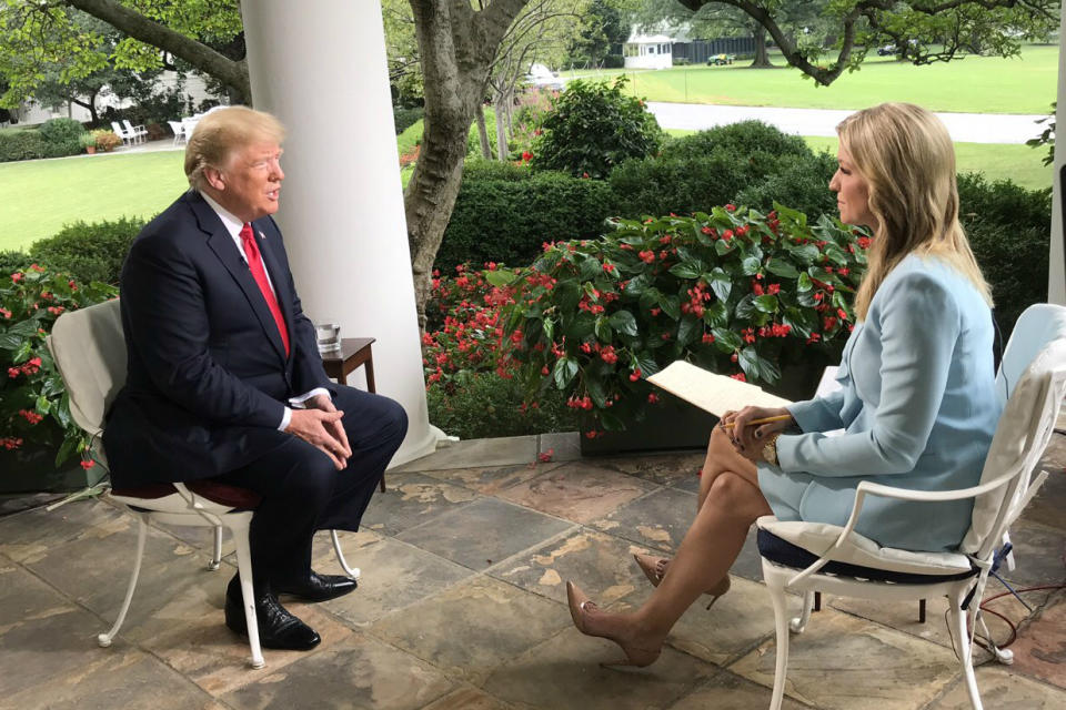 President Trump and Ainsley Earhardt. (Photo: Courtesy “Fox & Friends”)