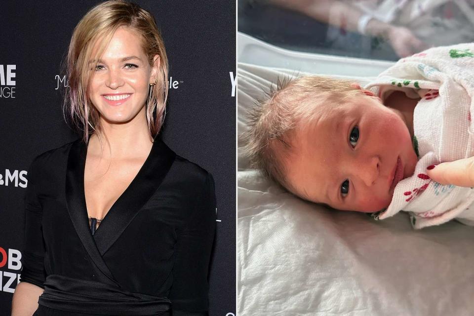 <p>Noam Galai/Getty Images; Erin Heatherton</p> Erin Heatherton welcomes her first baby.