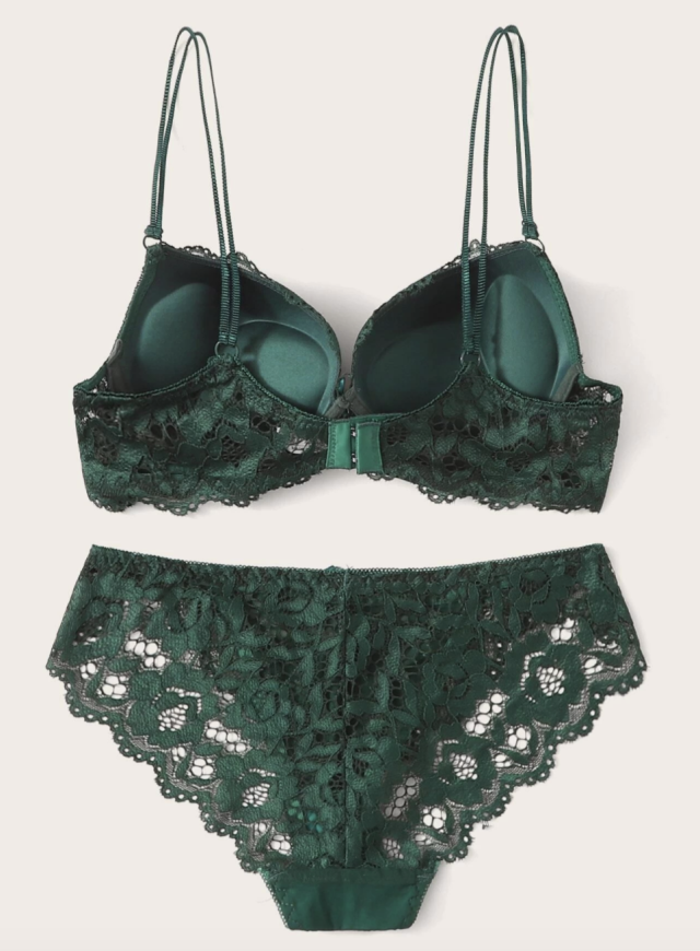 Buy PrettyCat Green Solid Net Bra & Panty Set For Women ( PC-SET