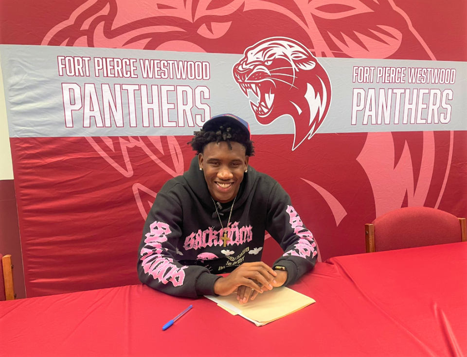 Fort Pierce Westwood senior Javian Nonnombre signed with St. Thomas University on National Signing Day taking place Wednesday, Feb. 1, 2023.