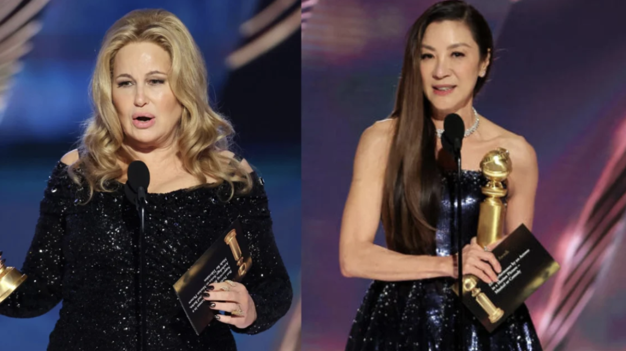 Jennifer Coolidge et Michelle Yeoh aux Golden Globes 2023.