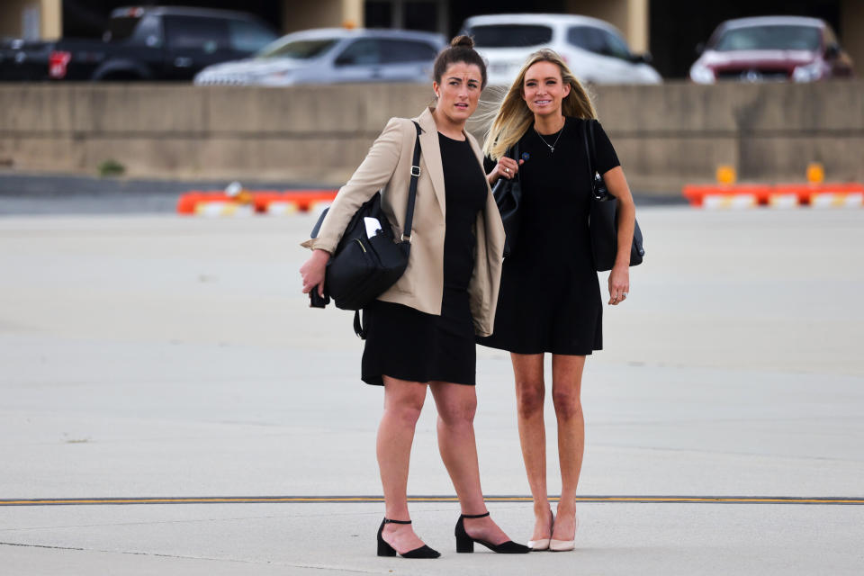 Trump aide Cassidy Hutchinson, left, with White House press secretary Kaleigh McEnany