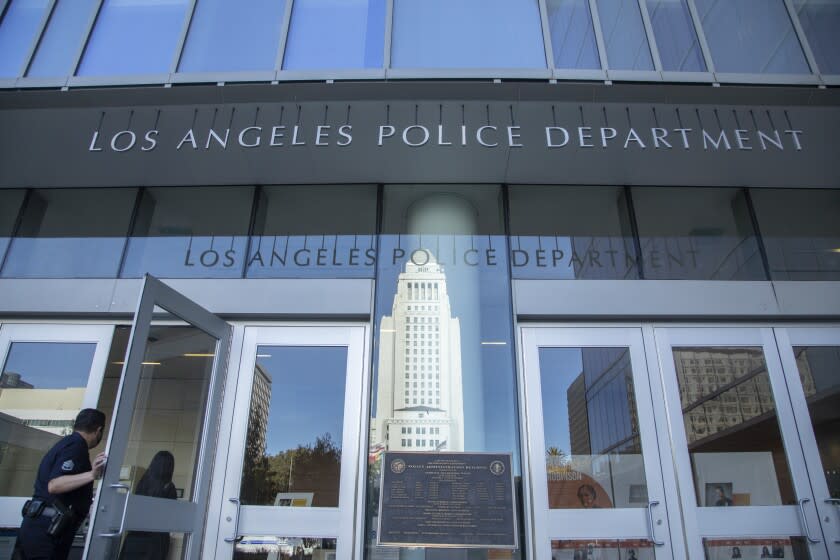 LOS ANGELES, CA - FEBRUARY 08: U.S. Rep. Karen Bass said that as mayor she would move 250 Los Angeles police officers out of desk jobs and into patrols, while ensuring that the department returns to its authorized strength of 9,700 officers. Photographed at the Los Angeles Police Department Headquarters on Tuesday, Feb. 8, 2022. (Myung J. Chun / Los Angeles Times)