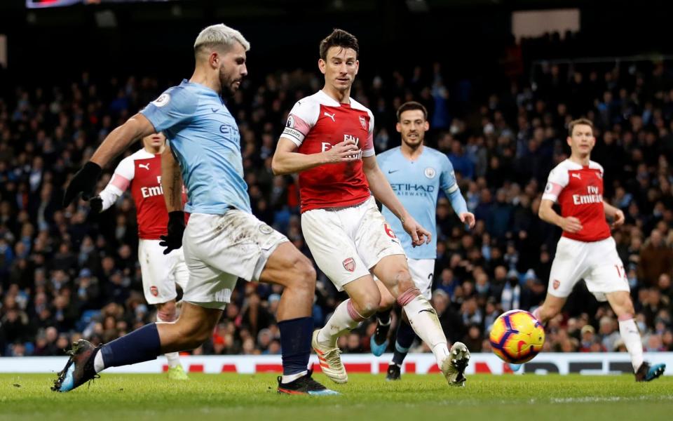 Sergio Ageruo taps in his, and Manchester City's, second goal - Action Images via Reuters