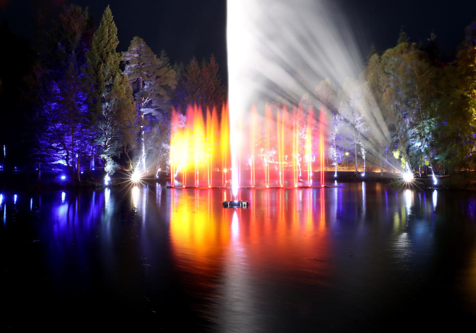 <p>Trees are illuminated at The Enchanted Forest sound and light show in Faskally Wood in Pitlochry.<br> (Andrew Milligan/PA Wire/PA Images) </p>