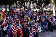 Supporters of U.S. President Donald Trump protest in Los Angeles