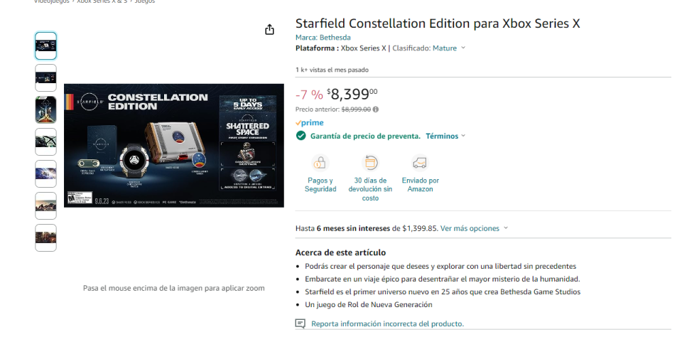 La Constellation Edition de Starfield también está disponible en Amazon México