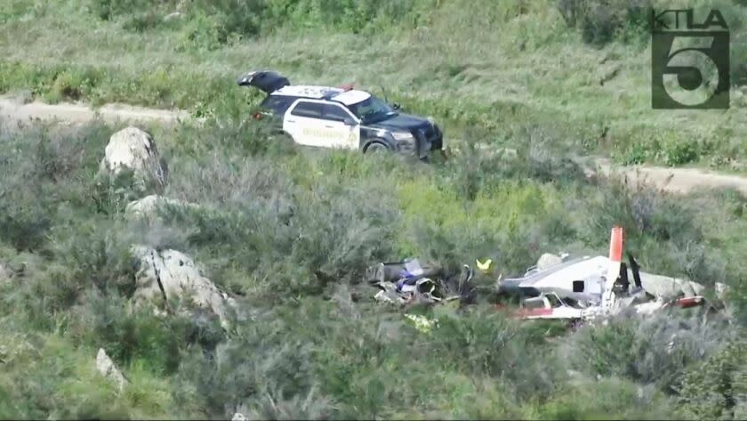 Two people were killed in a helicopter crash in Riverside County Friday afternoon.