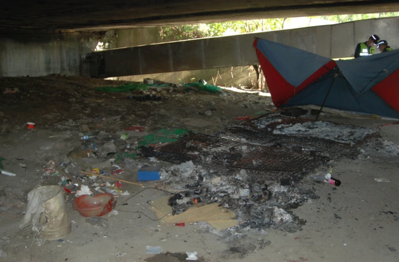 台中市太平區有一名陳姓街友遭縱火燒死，警方成功揪出真凶。（翻攝畫面）