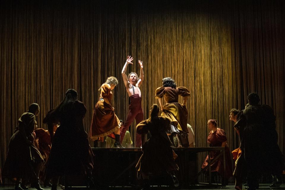Flamenco dancer Isaac Tovar in rehearsal with chorus and dancers, for Detroit Opera’s performances of Osvaldo Golijov’s "Fountain of Tears (Ainadamar)."