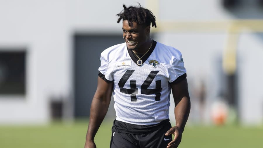 Myles Jack is the first Black majority owner of a pro hockey team, alongside his mother, LaSonjia Jack. Above, the recently retired NFL player is shown in July 2021 during training camp in Jacksonville, Florida, when he was with the Jacksonville Jaguars. (Photo: James Gilbert/Getty Images)