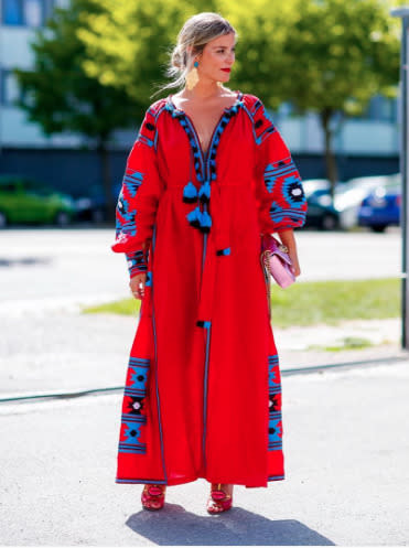 This red dress is bright, bold and so boho.