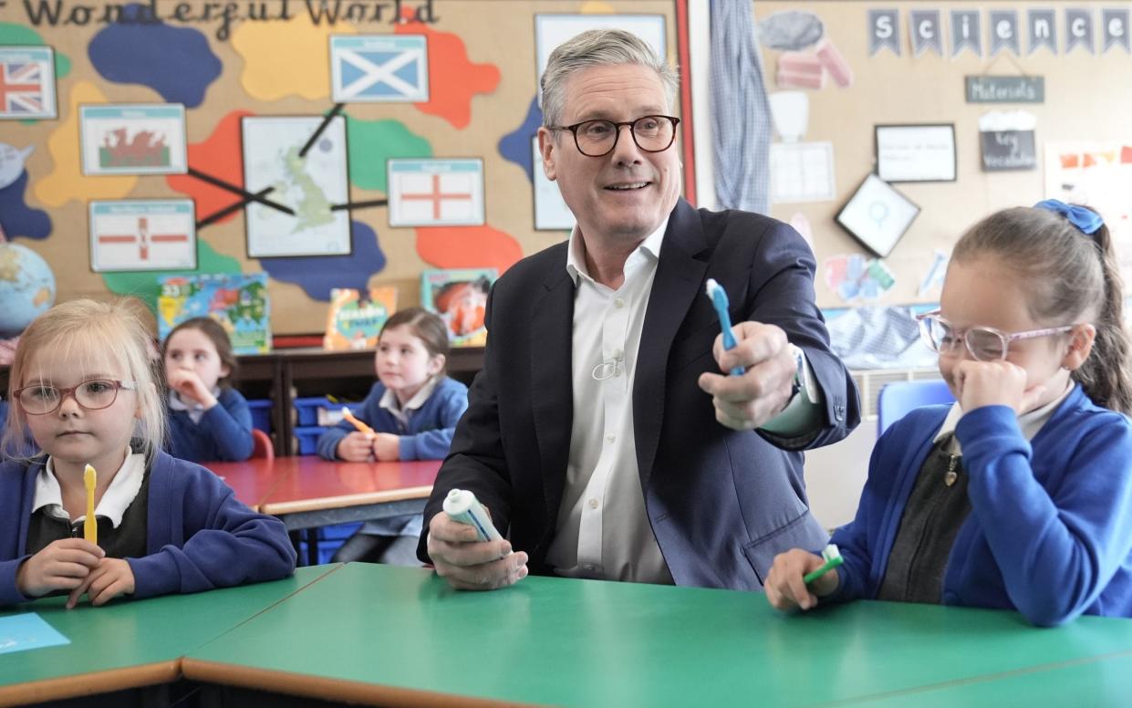 Sir Keir Starmer during a visit to Whale Hill Primary School in Eston, Middlesbrough