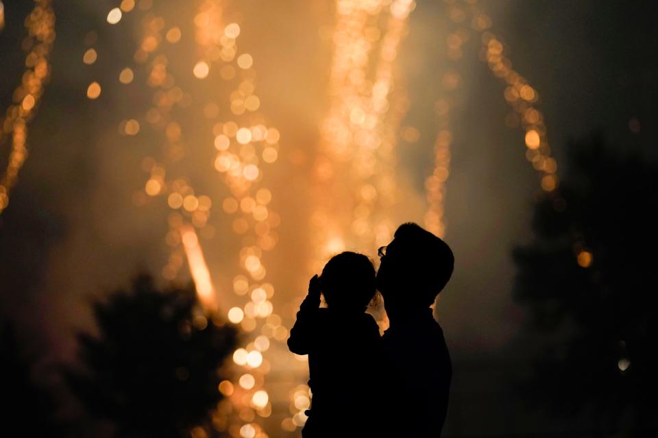 Thousands watch the Fourth of July fireworks at the Cliff Gennarelli-Paramus Sports-Plex on Sunday, July 4, 2021, in Paramus.