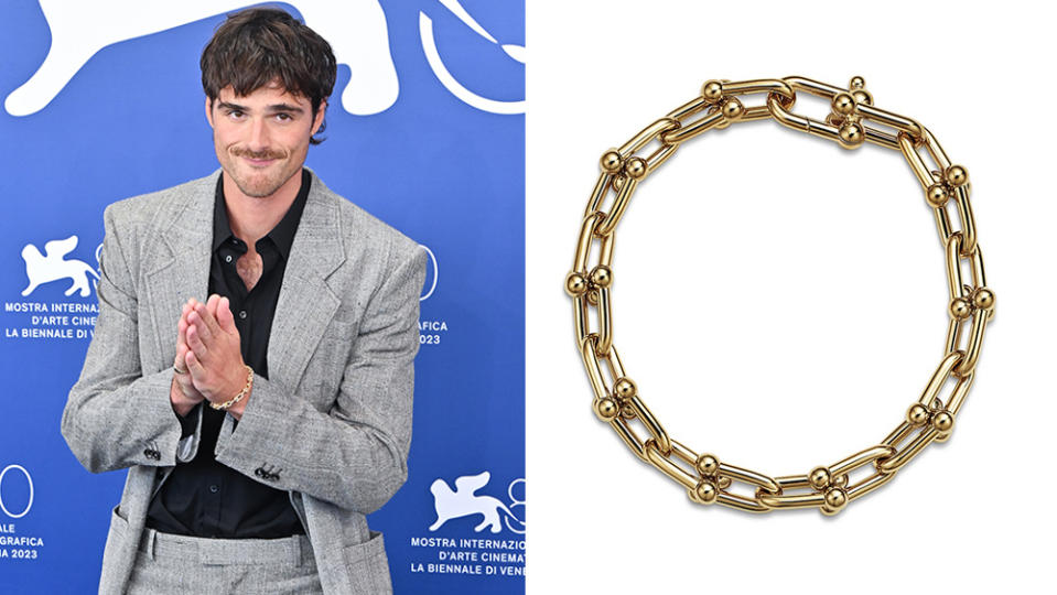 Actor Jacob Elordi; Tiffany & Co. HardWear Medium Link Bracelet