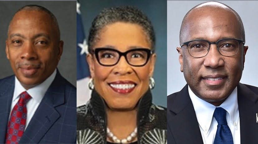 From left: Calvin Mackie, Marcia Fudge, and Harry Williams are the featured speakers for FAMU's Spring 2023 Commencement.